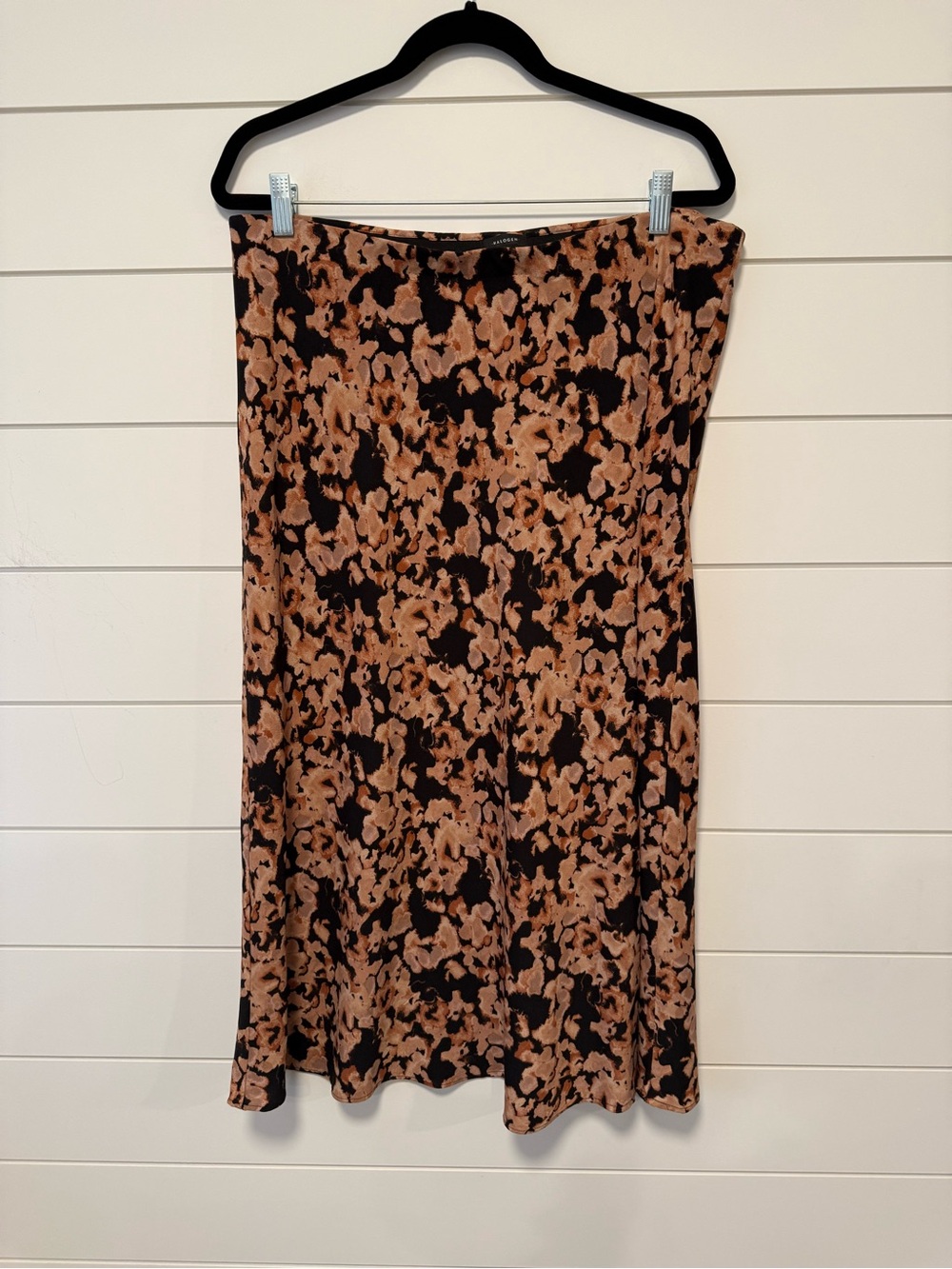 Halogen Black and Brown Floral Midi Skirt XL office workwear professional